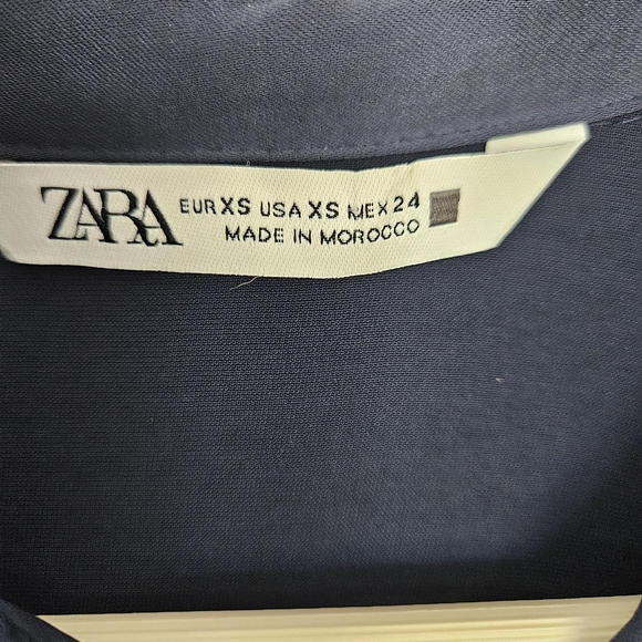 Zara Midnight Blue Satin Blouse - Picture 3 of 4